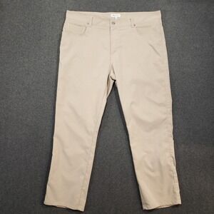 Peter Millar eb66 Chino Pants Men 38 Tan Flat Front Golf Stretch 28" Inseam